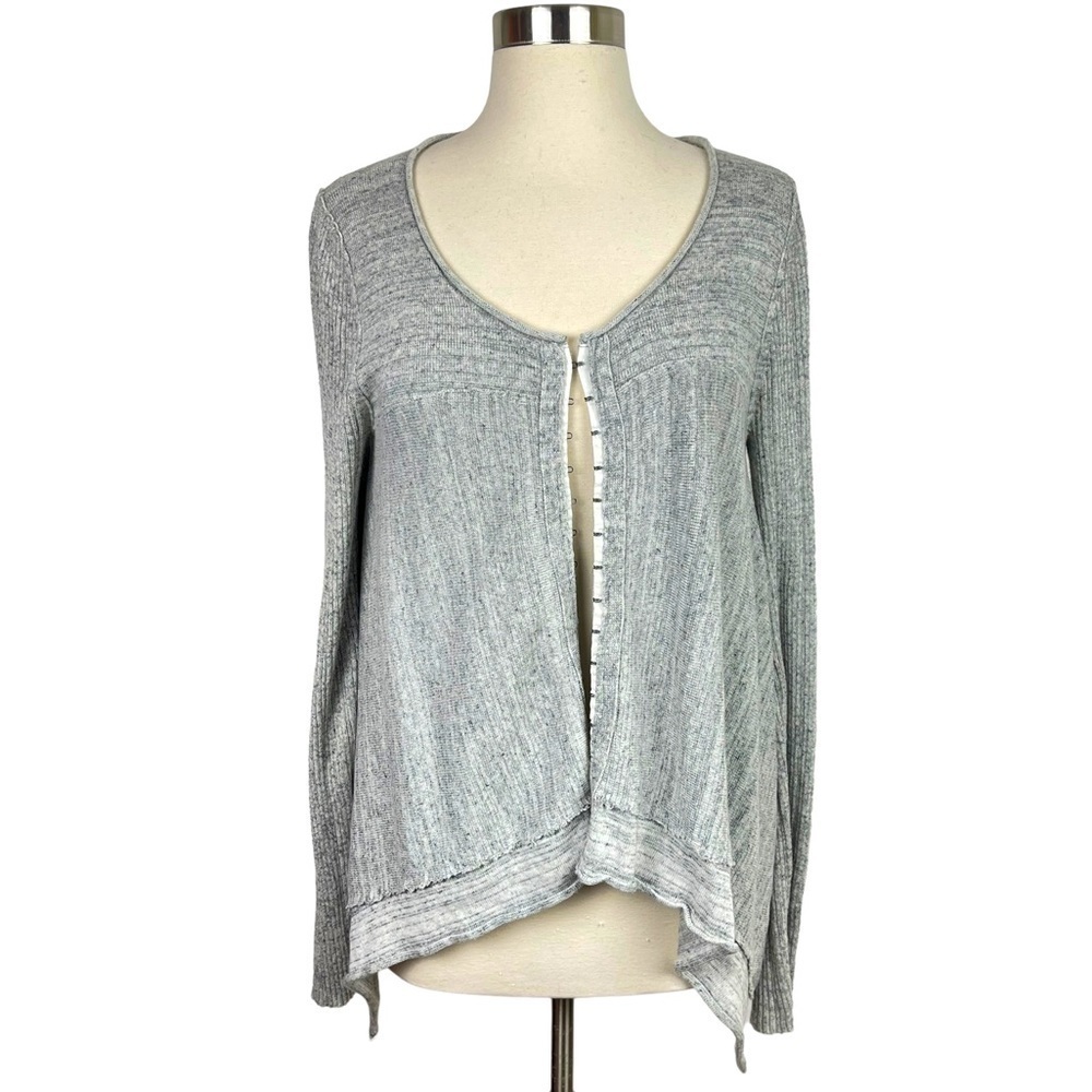 Free People‎ Mottled Grey Knit Asymmetrical Hem Cardigan M